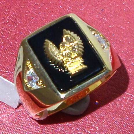 20mm EAGLE SET NATURAL ONYX MENS BAND RING